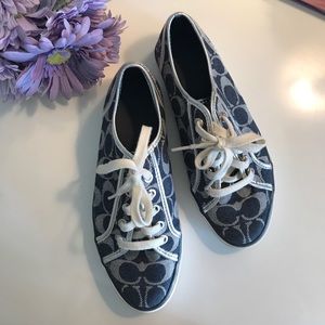 Coach sneakers- blue with silver accents